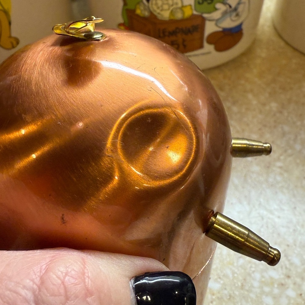 Vintage 1970’s Copper Piggy Bank with Gold Accents Copper Pig - Picture 5 of 13
